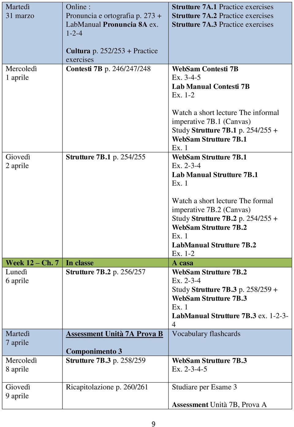 254/255 + WebSam Strutture 7B.1 Strutture 7B.1 p. 254/255 WebSam Strutture 7B.1 Ex. 2-3-4 Lab Manual Strutture 7B.1 Week 12 Ch.