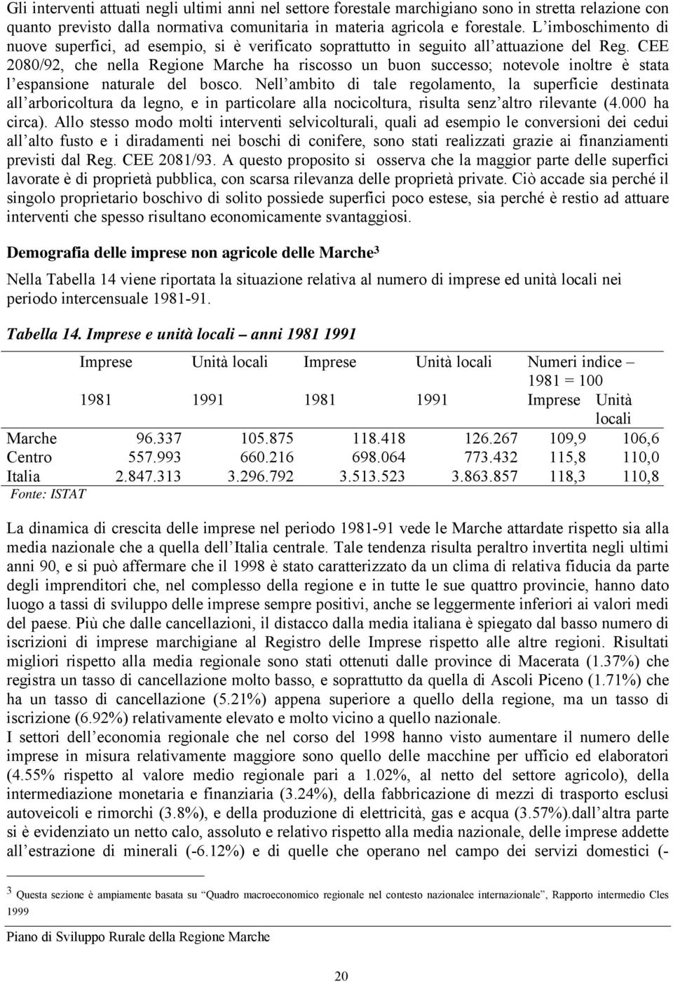 CEE 2080/92, che nella Regione Marche ha riscosso un buon successo; notevole inoltre è stata l espansione naturale del bosco.