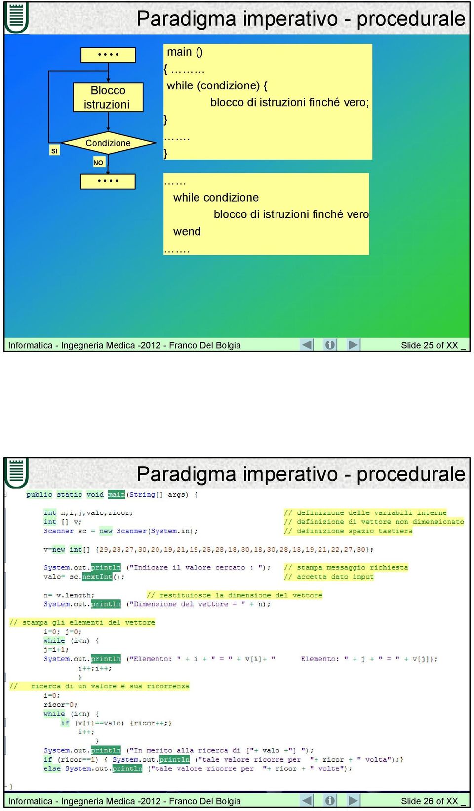 (condizione) { blocco di istruzioni finché vero; }.