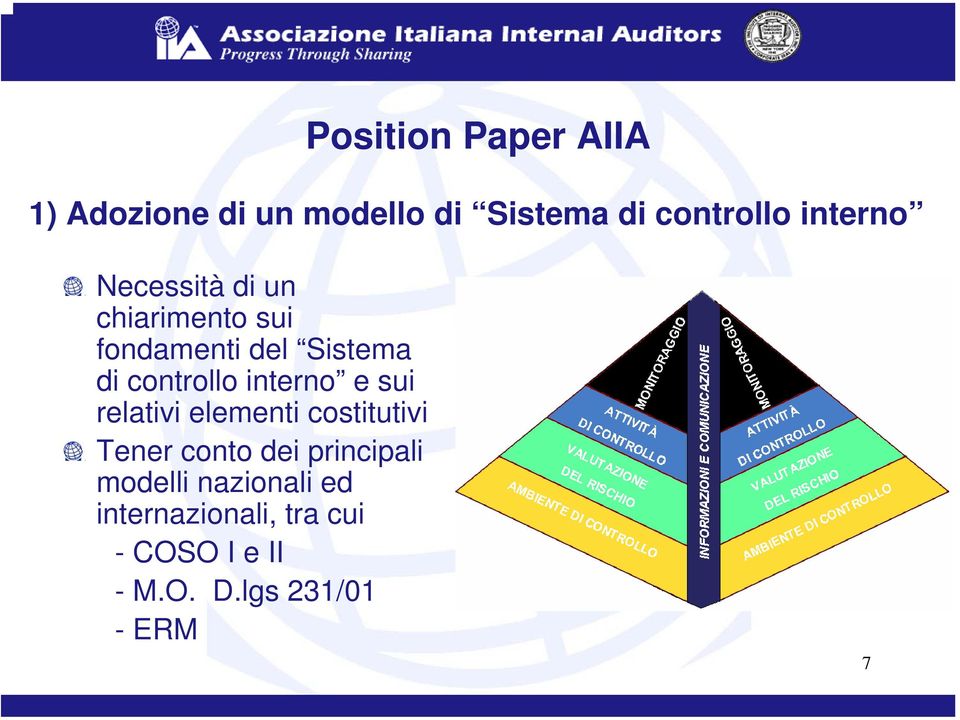 relativi elementi costitutivi Tener conto dei principali modelli