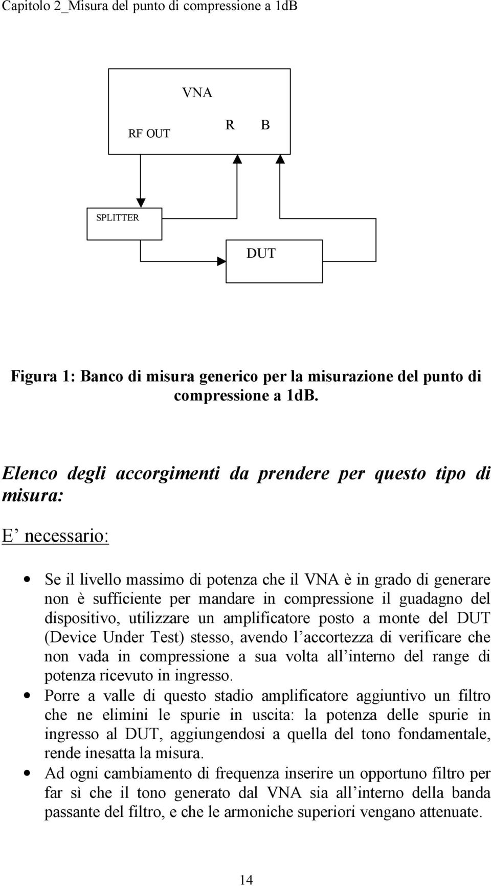 guadagno del dispositivo, utilizzare un amplificatore posto a monte del DUT (Device Under Test) stesso, avendo l accortezza di verificare che non vada in compressione a sua volta all interno del