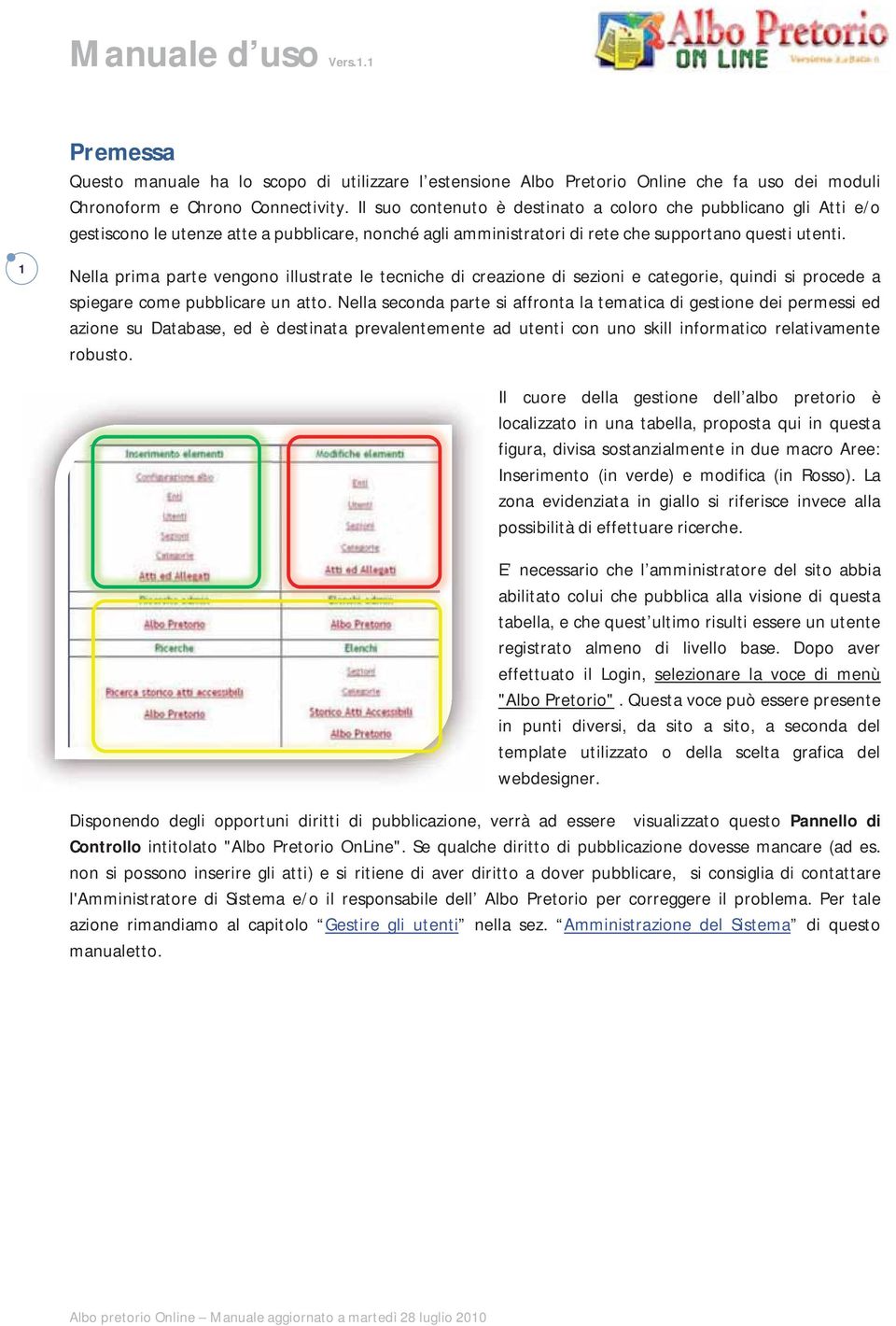 1 Nella prima parte vengono illustrate le tecniche di creazione di sezioni e categorie, quindi si procede a spiegare come pubblicare un atto.