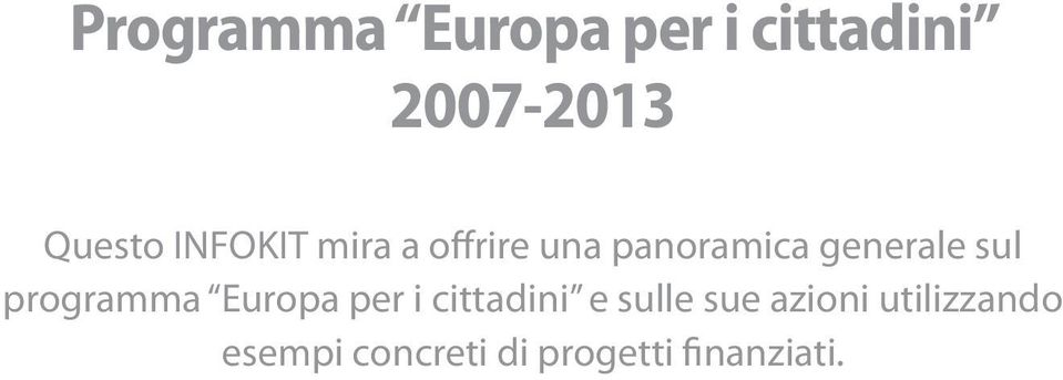 programma Europa per i cittadini e sulle sue