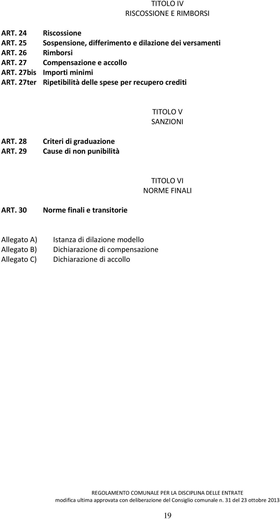 27ter Ripetibilità delle spese per recupero crediti TITOLO V SANZIONI ART. 28 ART.