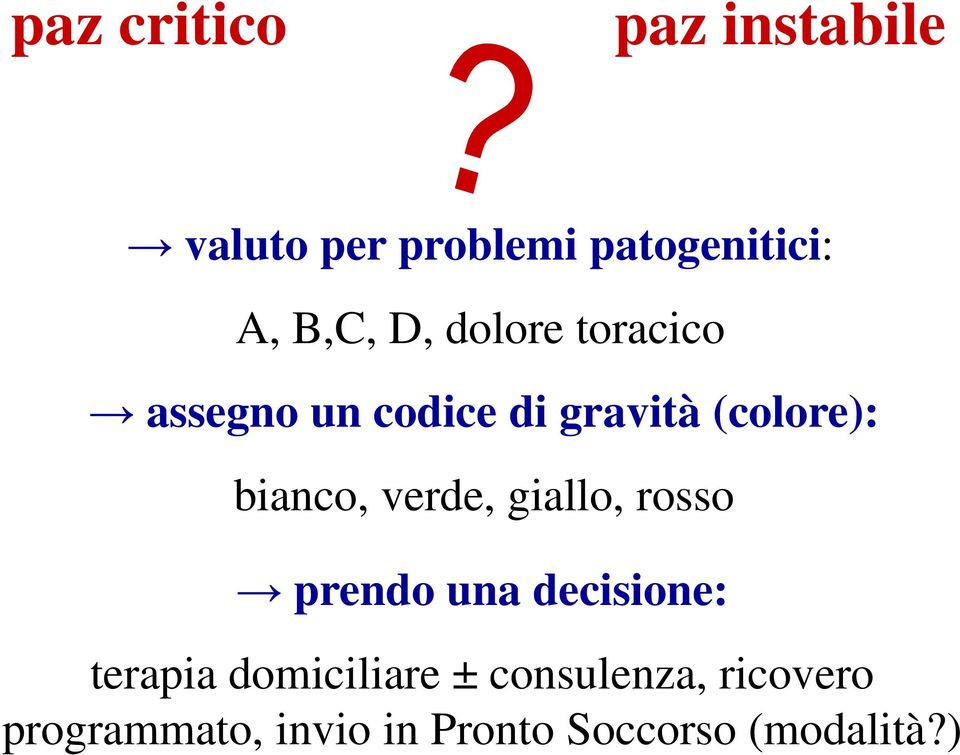 verde, giallo, rosso prendo una decisione: terapia domiciliare ±