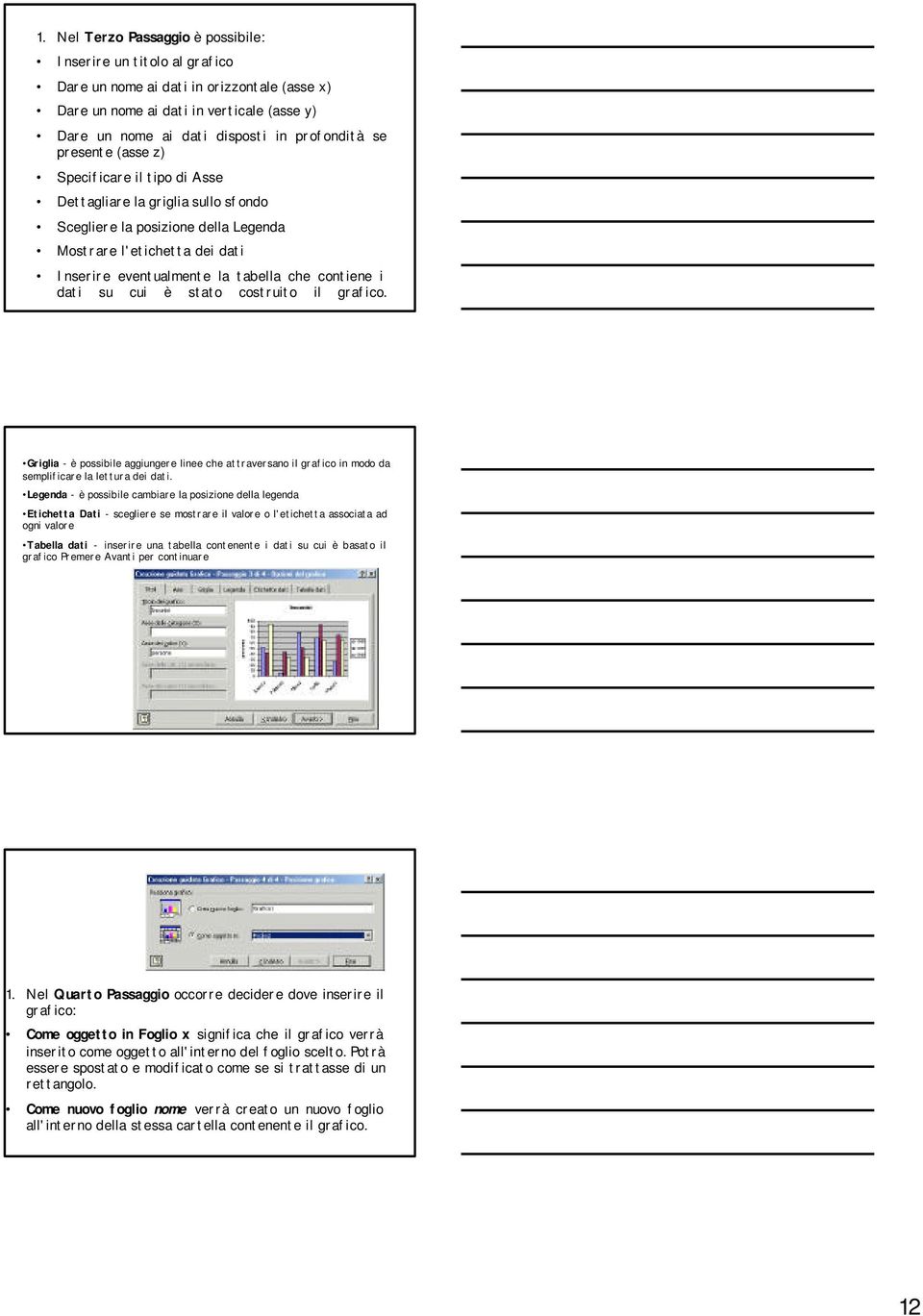 i dati su cui è stato costruito il grafico. Griglia - è possibile aggiungere linee che attraversano il grafico in modo da semplificare la lettura dei dati.