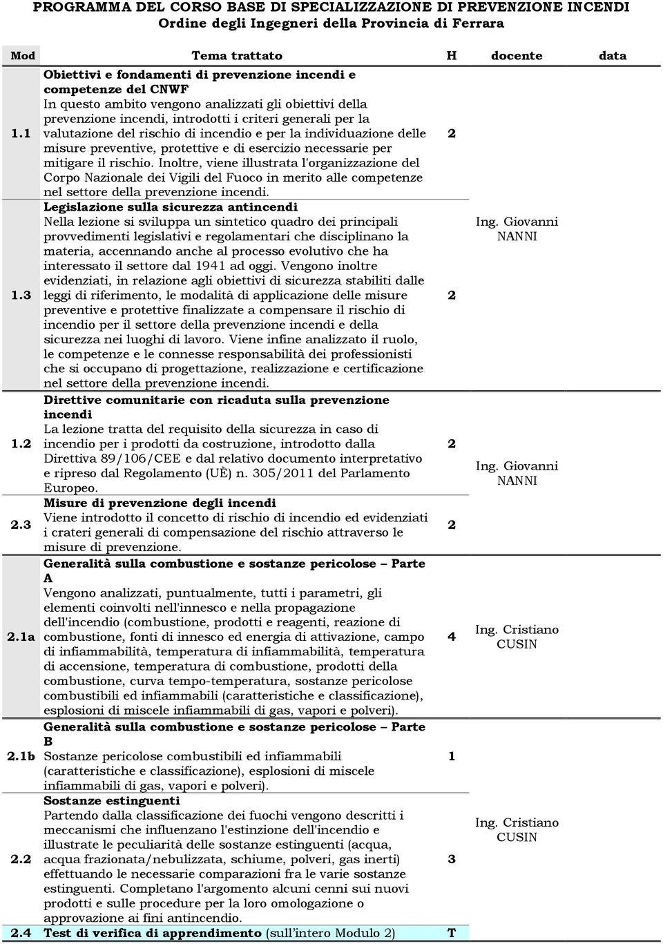 Inoltre, viene illustrata l'organizzazione del Corpo Nazionale dei Vigili del Fuoco in merito alle competenze nel settore della prevenzione incendi.