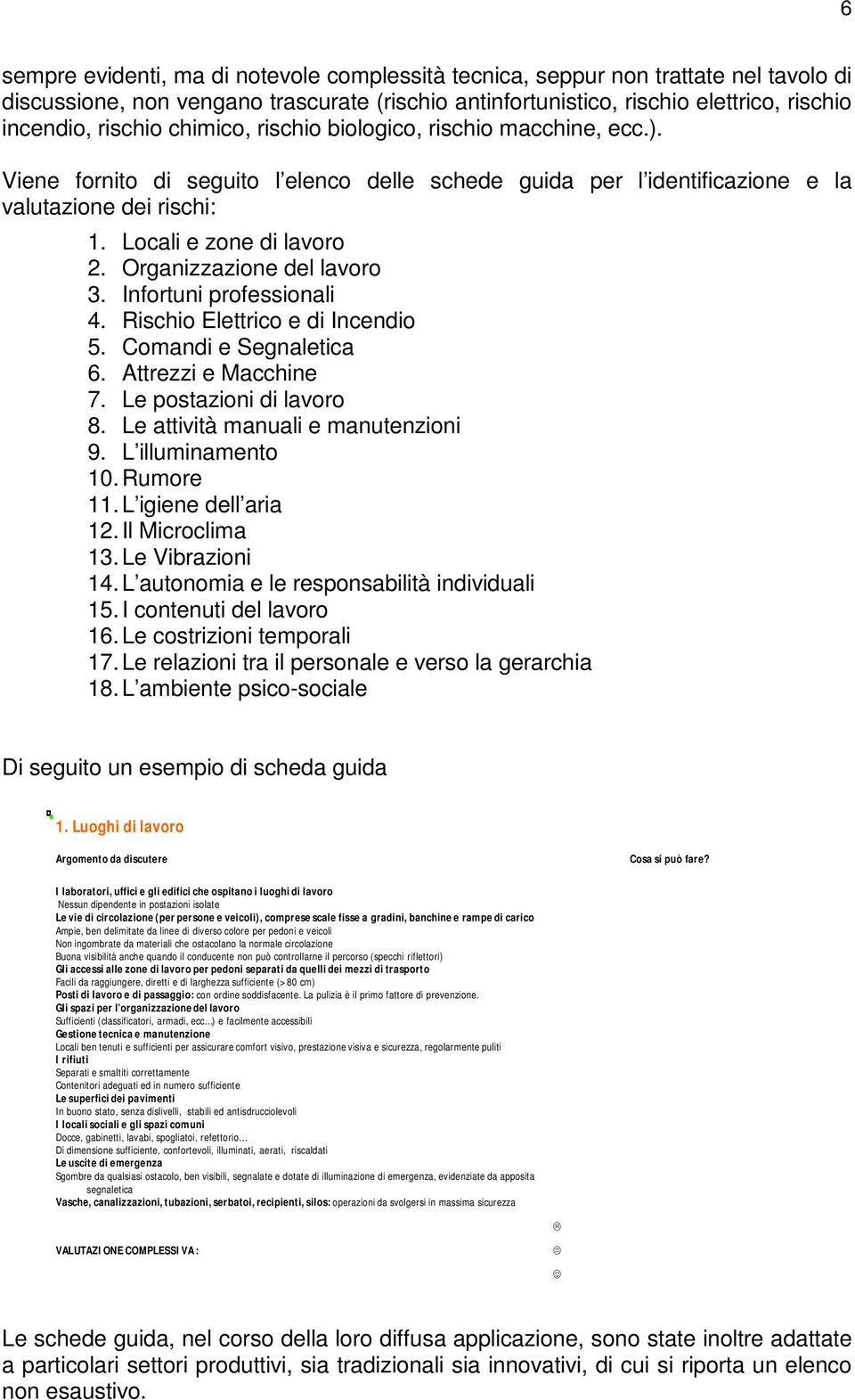 Organizzazione del lavoro 3. Infortuni professionali 4. Rischio Elettrico e di Incendio 5. Comandi e Segnaletica 6. Attrezzi e Macchine 7. Le postazioni di lavoro 8.