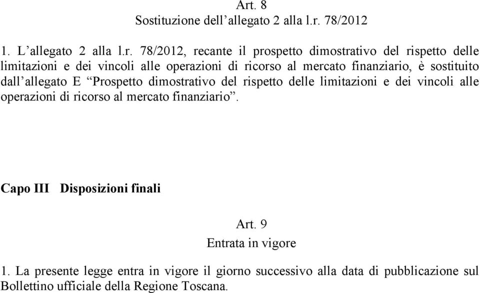 rispetto delle limitazioni e dei vincoli alle operazioni di ricorso al mercato finanziario. Capo III Disposizioni finali Art.