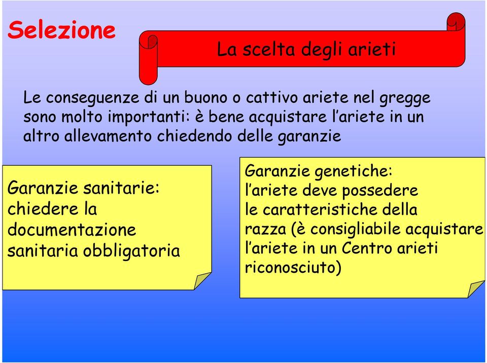 sanitarie: chiedere la documentazione sanitaria obbligatoria Garanzie genetiche: l ariete deve