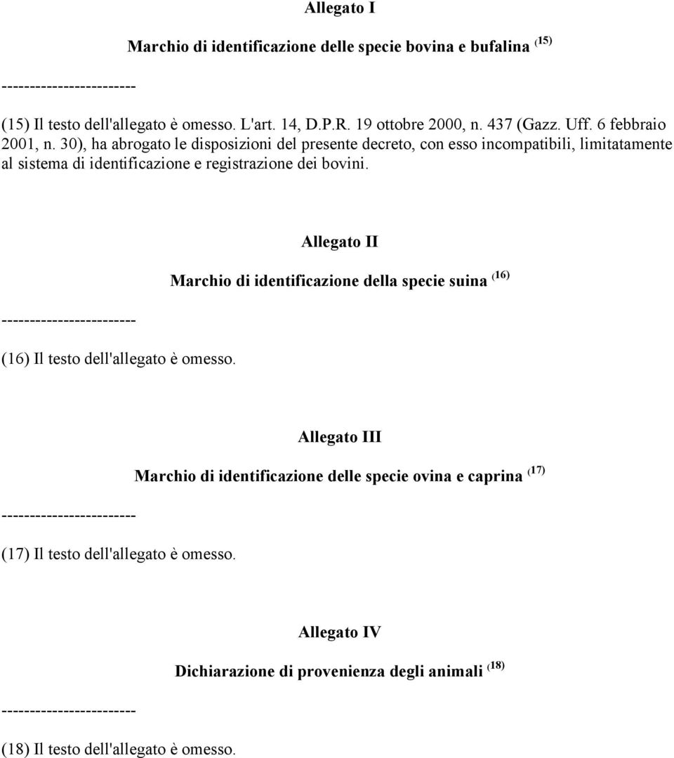 30), ha abrogato le disposizioni del presente decreto, con esso incompatibili, limitatamente al sistema di identificazione Allegato II Marchio di