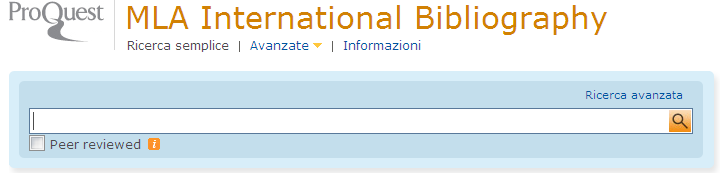 MLA - Ricerca semplice Peer reviewed: Selezionando questa opzione si avrà accesso alle sole pubblicazioni i cui articoli vengono sottoposti a peer reviewed, cioè a un processo editoriale che comporta