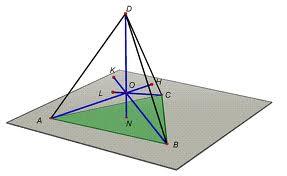 Sia l è il lato di uno dei triangoli equilateri che formano il tetraedro regolate.