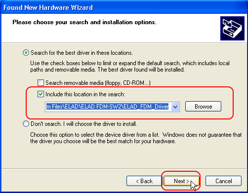 7.2.2 Installazione del driver sotto Windows XP 7.2.2.1 Prima installazione del driver Per installare il driver ELAD FDM-DUO, collegare la porta RX FDM-DUO USB ad una presa USB 2.