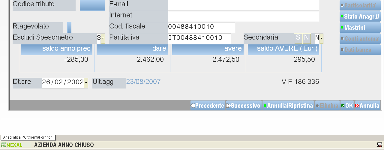 SPESOMETRO GUIDA OPERATIVA SEMPLIFICATA In anagrafica e previsto il campo che determina l esclusione o meno di un codice cliente / fornitore.