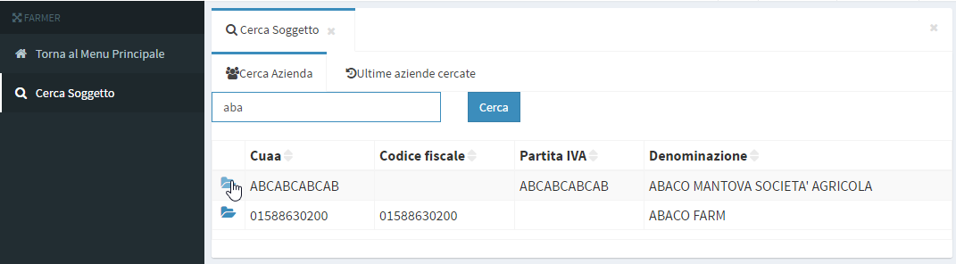 4.5. Navigazione GIS per Farmer Questo capitolo è dedicato alla modalità di visualizzazione del Navigatore GIS nella sezione Farmer, che permette di visualizzare in ambiente GIS i propri appezzamenti