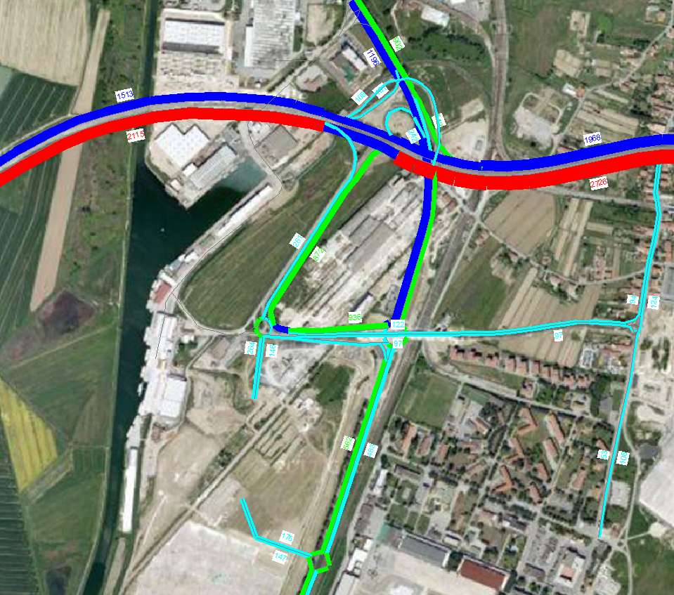 Comune di Pisa Studio Viabilistico SCENARIO DI INTERVENTO - PROGETTO Figura 45 Flussi scenario futuro Ora di punta Venerdì 17.00-18.