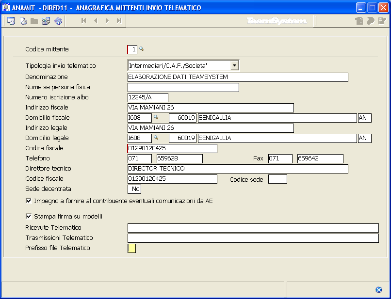 Generazione files telematici Effettuando tale scelta viene generato il file da spedire.