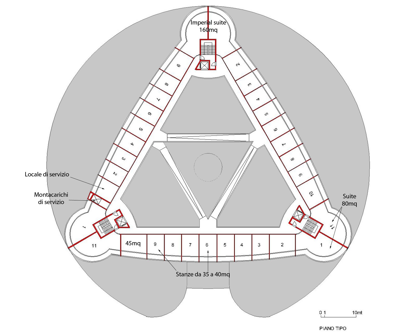 Fig. 44 Pianta piano tipo