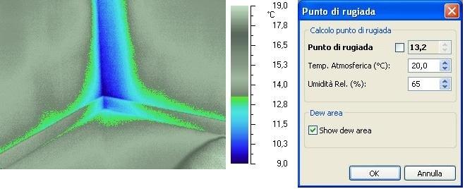 INDIVIDUAZIONE DI PONTI TERMICI Il ponte termico può diventare zona di condensazione di umidità all'interno dell'unità immobiliare se la sua temperatura superficiale scende sotto il valore di