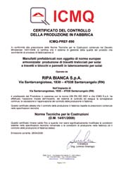 garantite e certificate nel rispetto dell Ambiente giugno 2001 da ICMQ che certifica l attenzione che Ripa Bianca S.p.A pone sulle tematiche ambientali e di sostenibilità.