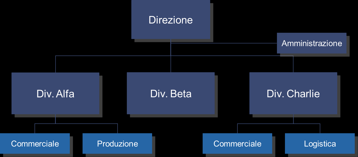 Assetto - Organigramma L'organigramma è la rappresentazione grafica della struttura organizzativa di un azienda in un determinato periodo.