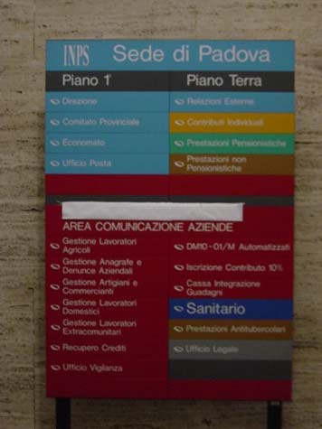 La comunicazione interna: le directory La directory presente nell area di prima accoglienza non è coerente con i reali processi/servizi erogati (si parla ancora di prestazioni non pensionistiche ) Le