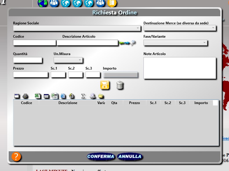 Gea.Net, Modalità Operative per Argomento Manuale S : Stakeholder 6 La funzione di inserimento ordini è disponibile