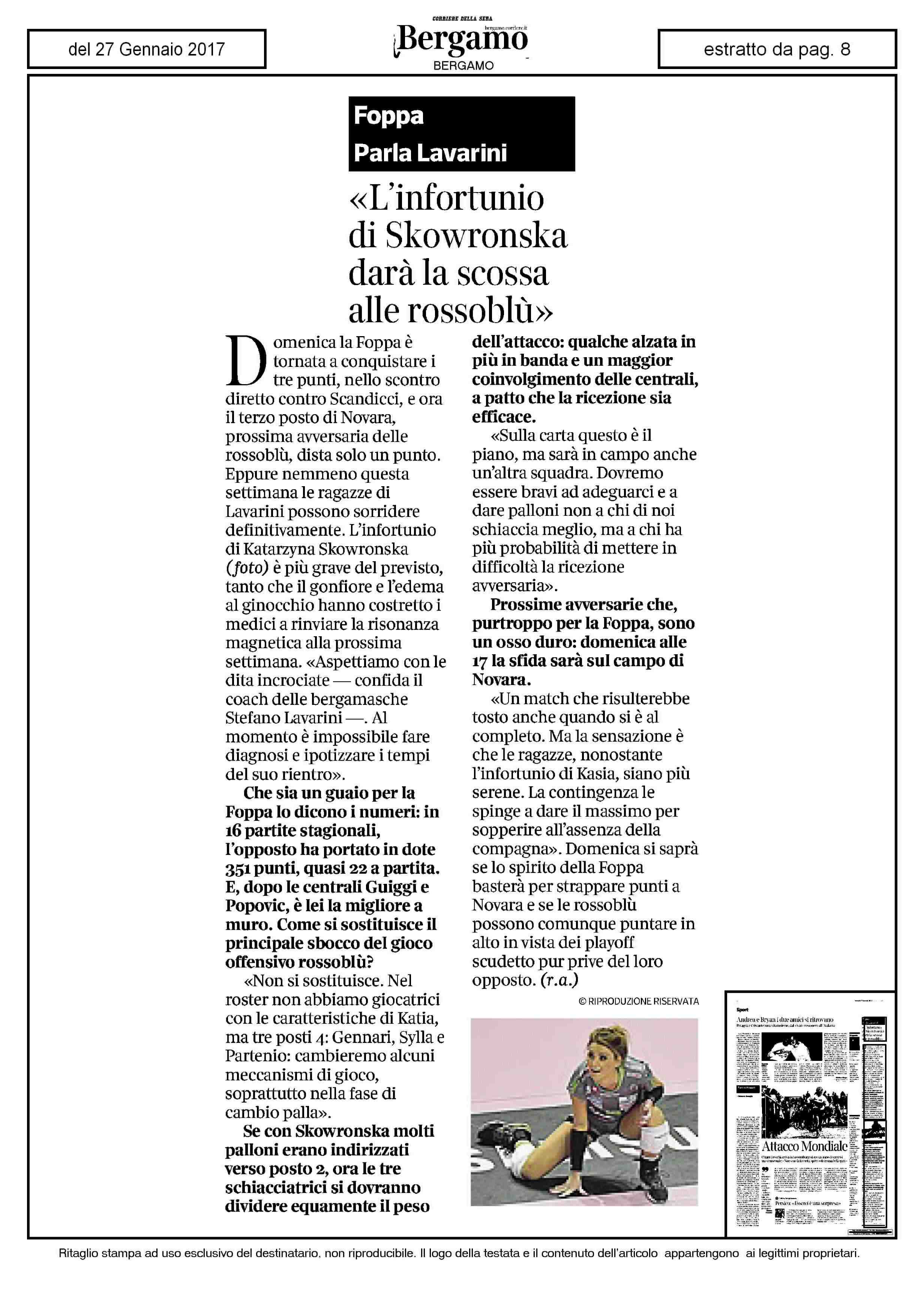 Foppa Domenica la Foppa è tornata a conquistare i tre punti, nello scontro diretto contro Scandicci, e ora il terzo posto di Novara, prossima avversaria delle rossoblu, dista solo un punto.