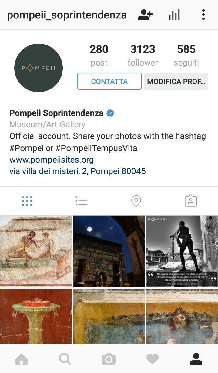 21 INSTAGRAM Instagram è il canale in cui parlano le immagini di Pompei.