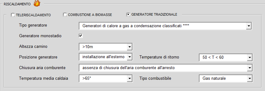 scelta è associato un fattore correttivo del rendimento base. Si assume un fattore di sovradimensionamento del generatore della potenza del generatore di calore pari a 2.