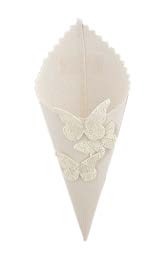 Bomboniere Coni bianchi con farfalla - 12 pezzi Sacchetti bianchi con farfalla - 12 pezzi Farfalla segnaposto bianca 533005 h.13 cm 4.70 533006 h.19 cm 6.70 533007 9.5 x 7.5 cm 3.