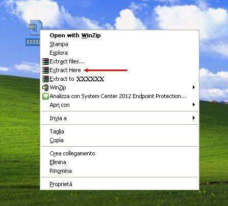 Ora sul desktop troverete un file compresso con il Vs. codice regionale. 10 - Cliccare con il tasto DX del mouse sul Vs.