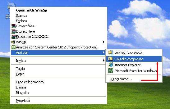 B) - WinZip Cliccando col tasto DX del mouse si aprirà la tendina.