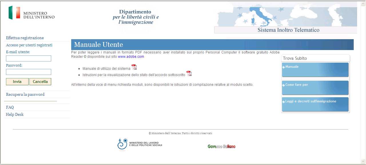 IMPORTANTE: Fino a quando questa operazione non verrà completata, non sarà possibile procedere con la richiesta e l invio dei moduli di domanda.