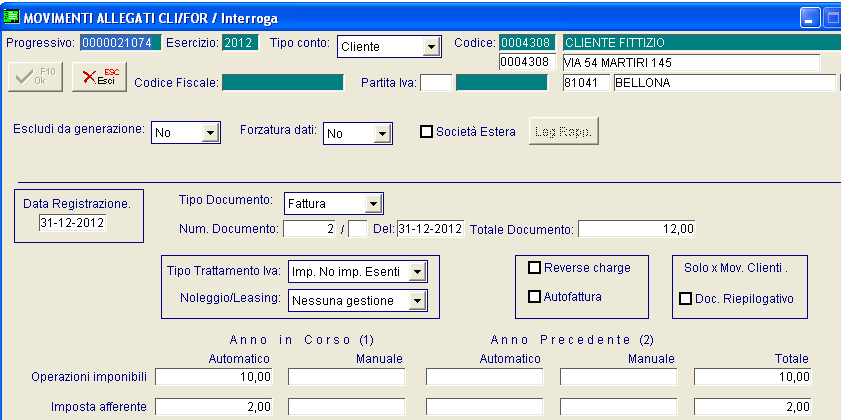 Contabilità con Fatture Emesse Inferiori a 300 Alcune Aziende, in casi particolari hanno la possibilita di emettere Fatture intestate ad un Cliente Fittizio senza dati fiscali (che rappresenta