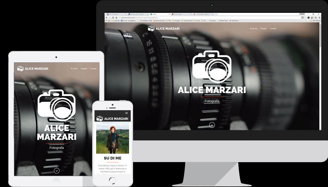 Alice Marzari Cliente: Alice Marzari Fotogtafo Caratteristiche: Sito responsive monopagina.