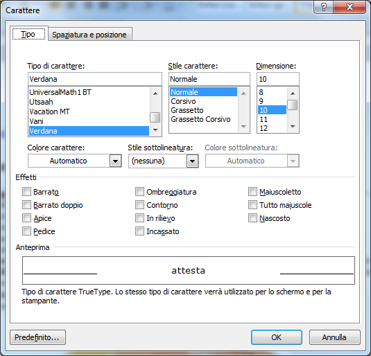 Formattazione: carattere Il gruppo Carattere della scheda Home comprende i comandi relativi alle caratteristiche del testo.