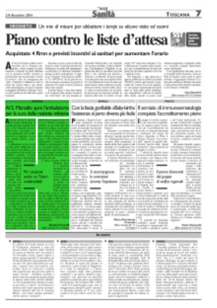 Sole 24 Ore Sanità Toscana 02-DIC-2014