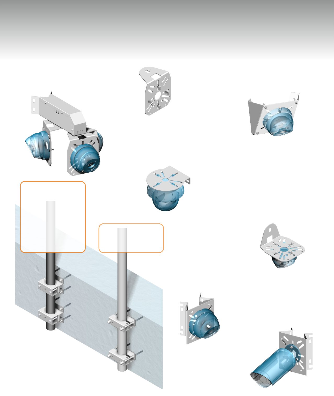 wall-clip stabili versatili universali supporti e pali per il videocontrollo AV2903B Supporto angolo parete 2 3 telecamere con vano connettori AV2931B Supporto telecamera ad angolo interno parete