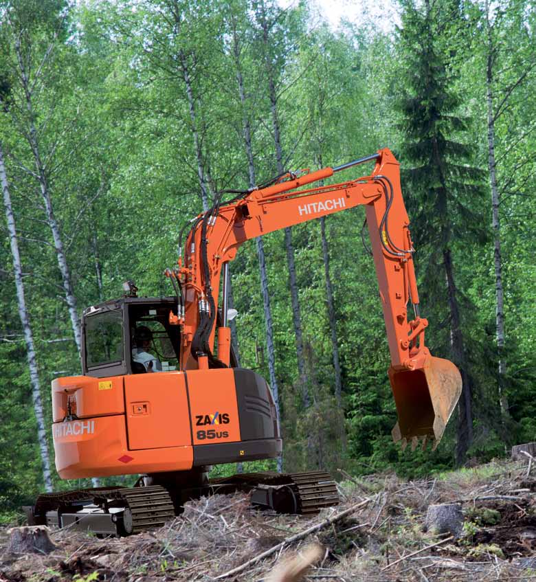 ZX85US-5 PRODUTTIVITÀ Il ZAXIS 85US è stato progettato per operare in modo efficiente consumando meno carburante rispetto ai modelli precedenti, seppur mantenendo sempre gli stessi livelli di elevata