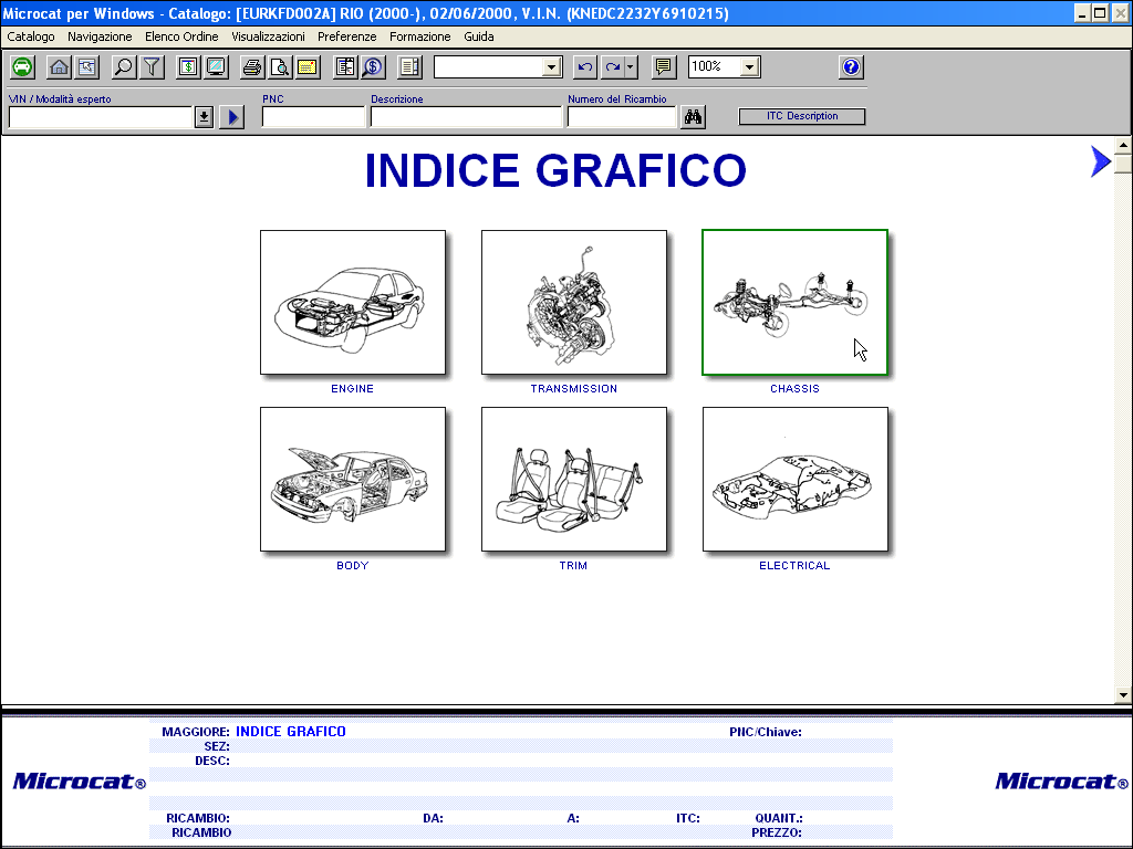 Selezione dei ricambi Selezione dei ricambi In questa sezione si impara a: Usare l Indice Grafico per aggiungere ricambi ad un Elenco Ordine Usare l Indice Alfa per aggiungere ricambi ad un Elenco