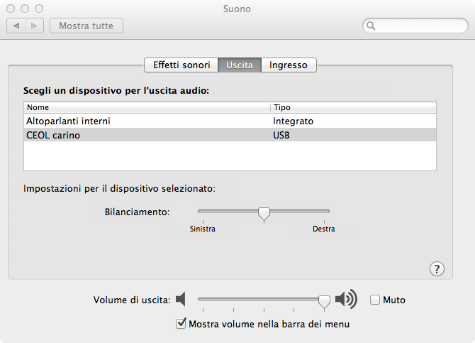 [Mac OS] A Selezionare Preferenze di Sistema nel menu Apple e fare clic su Suono.