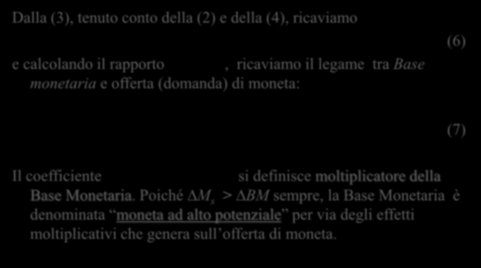 Il controllo della Banca Centrale sull offerta di moneta.