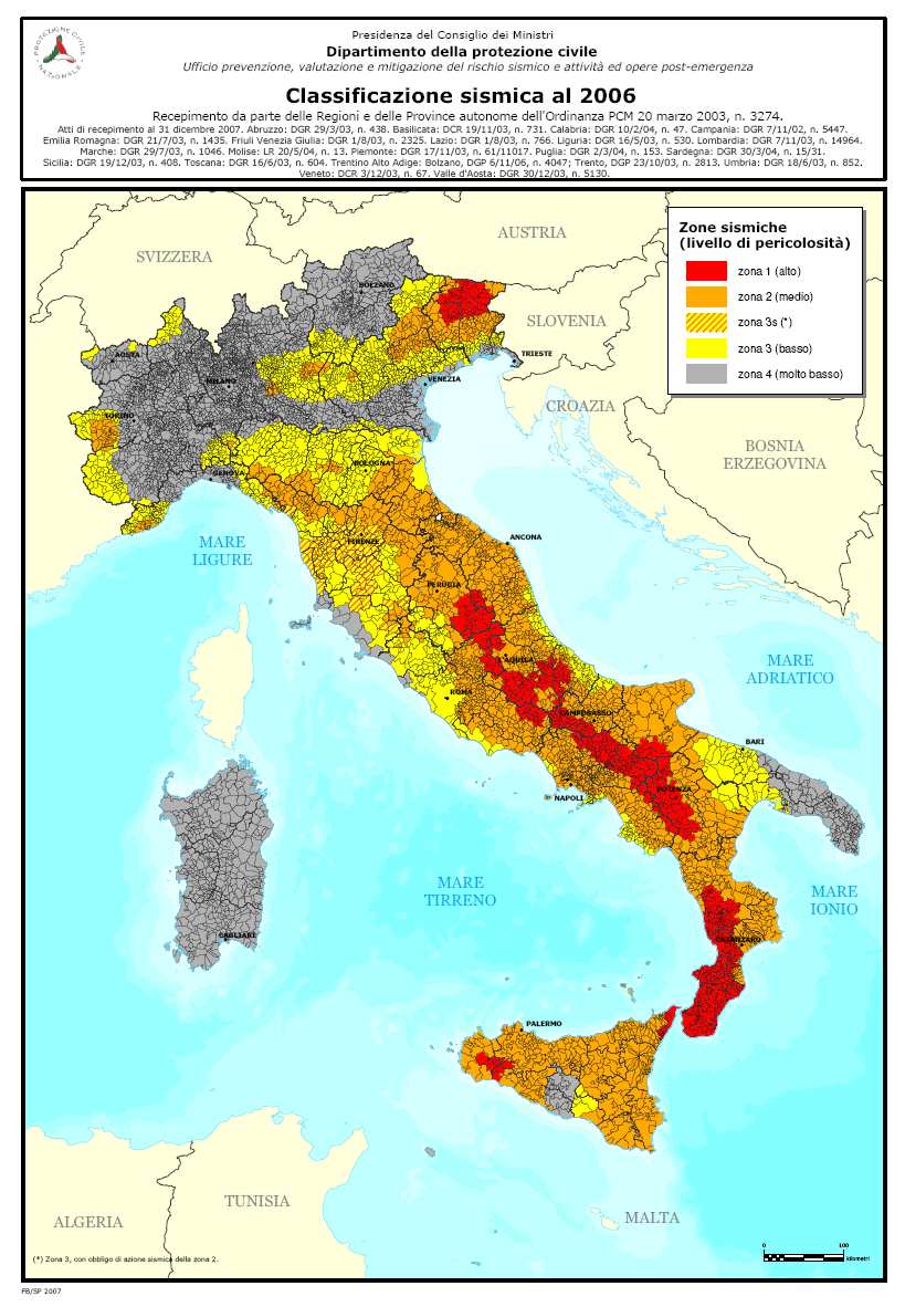 Gli ultimi eventi distruttivi (Belice 1968, Friuli 1976 e Irpinia 1980) hanno colpito zone non considerate sismiche dalla legge vigente al tempo del terremoto.