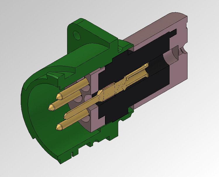 Esempio di composizioni Example of assembled components Connettore da paratia Wall mounting receptacle Zoccolo isolante / Sealing grommet Inserto maschio / Pin insert Contatto maschio / Pin contact