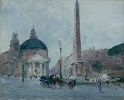 28 COLUCCI VINCENZO Ischia 1898-1970 Piazza del Popolo a Roma olio su tavola, cm 27x34 firmato in basso a sinistra: V.Colucci Stima: 1.100/1.