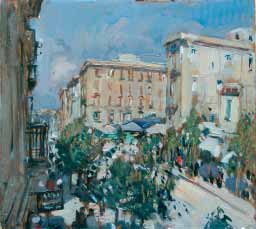 47 VILLANI GENNARO Napoli 1885-1948 Via di paese olio su cartone, cm 34x37,5 firmato in basso a sinistra: G. Villani Esposizioni: Gall. Giosi, Napoli 16 giugno 1979, cat. 72, tav.