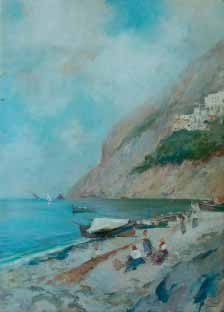 91 LA BELLA VINCENZO Napoli 1872-1954 Eruzione del Vesuvio olio su cartone, cm 47x53 firmato in basso a destra: V. La Bella Stima: 1.500/1.