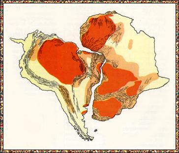 PROVA GEOLOGICA Wegener osservò anche che le rocce che si trovano lungo i margini di alcuni continenti sono identiche e hanno la stessa